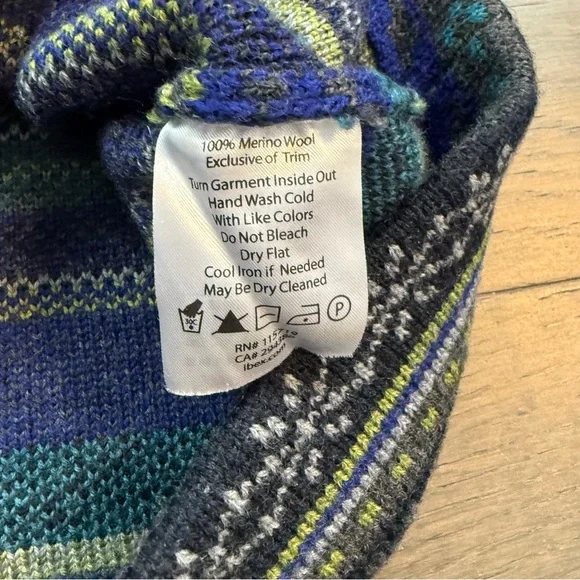 EUC Ibex Cozy 100%Wool Sweater Skirt Sz Large Grey with Blue/Green Nordic Design - Picture 8 of 8